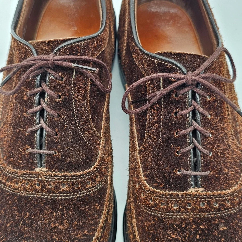 Allen Edmonds McAllister Wingtip Shoes Mens 10 B Brown Suede Brogue Handmade USA